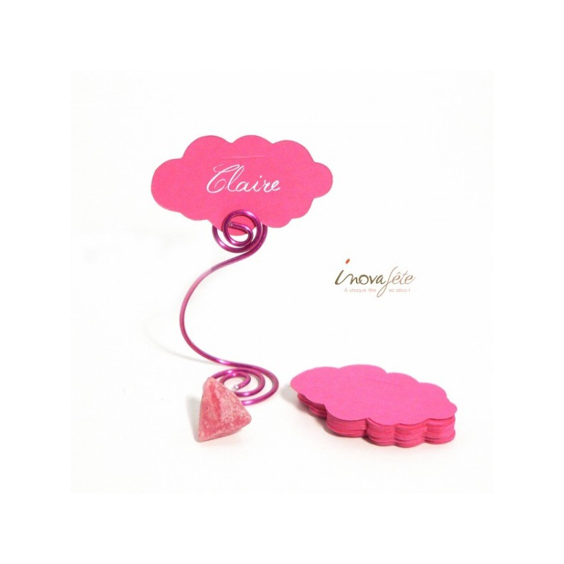 Étiquette nuage rose fuchsia /25 - Label Fête