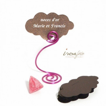 Étiquette marque-place nuage chocolat nacré /25 - Label Fête