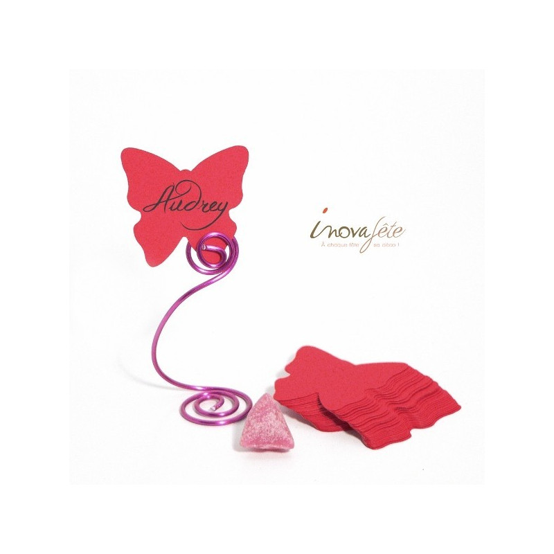 Étiquette papillon rose fuchsia /25 - Label Fête