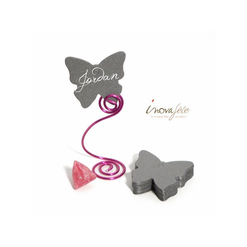 Etiquette papillon argent /25