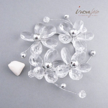 Anneau cristal fleurs et perles - Label Fête