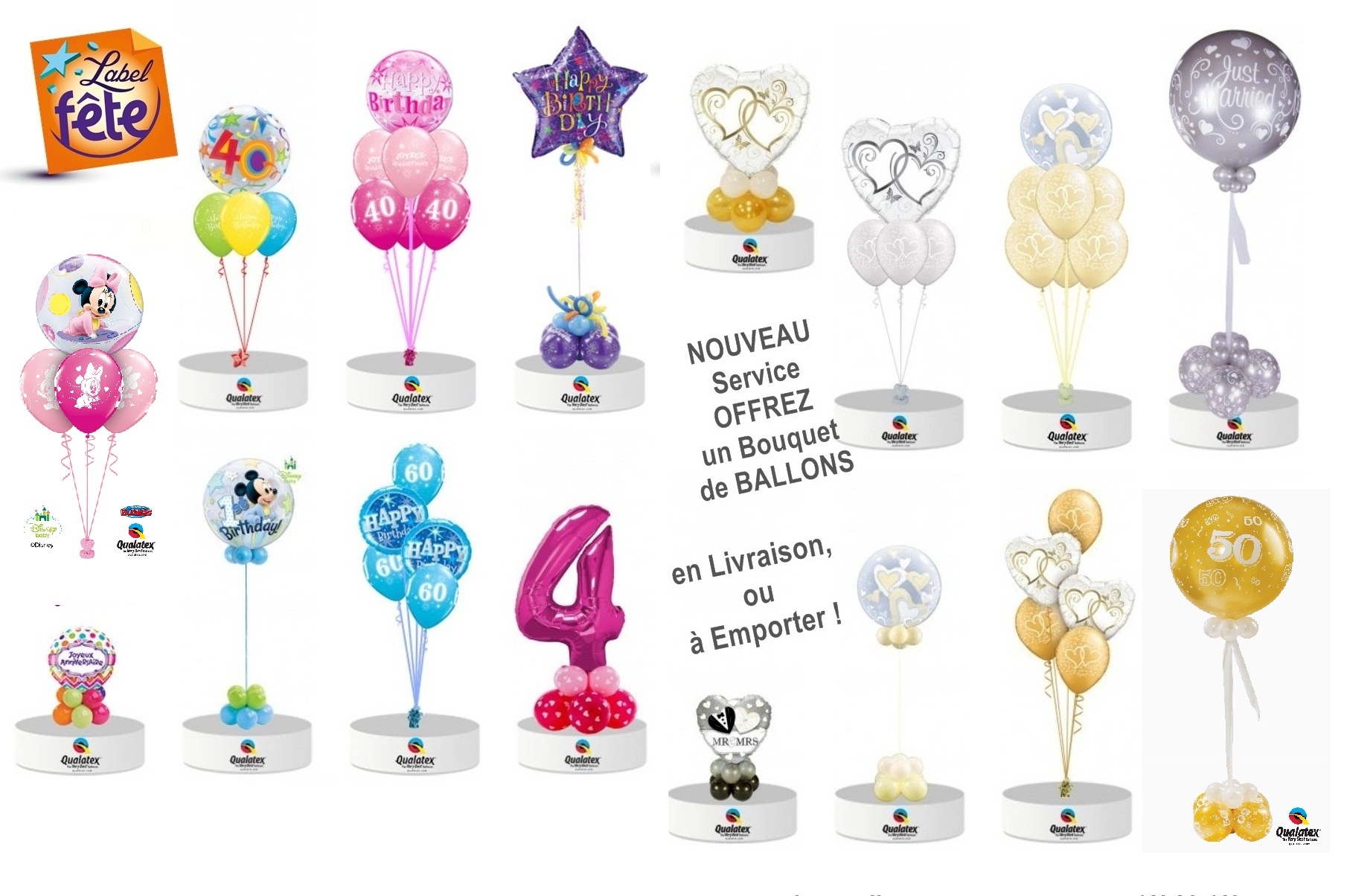 Bouquet ballons naissance fille avec hélium - Ballons et Bouquets gonflés à  l'hélium 